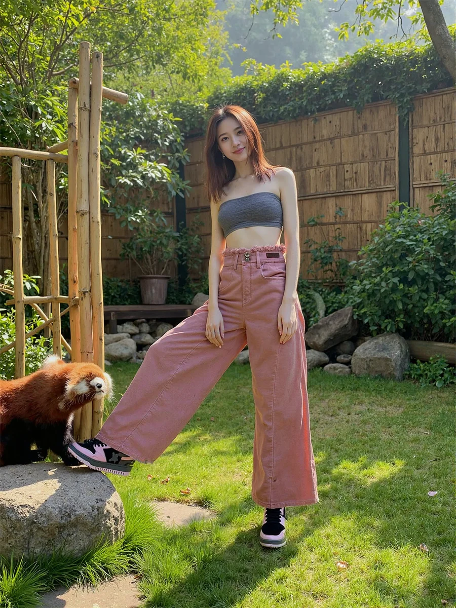 

Широкие джинсы с высокой талией для девочек, джинсовые брюки, женская одежда, осенняя универсальная зауженная уличная одежда Kpop, городская ночная рубашка, вечерние шикарные