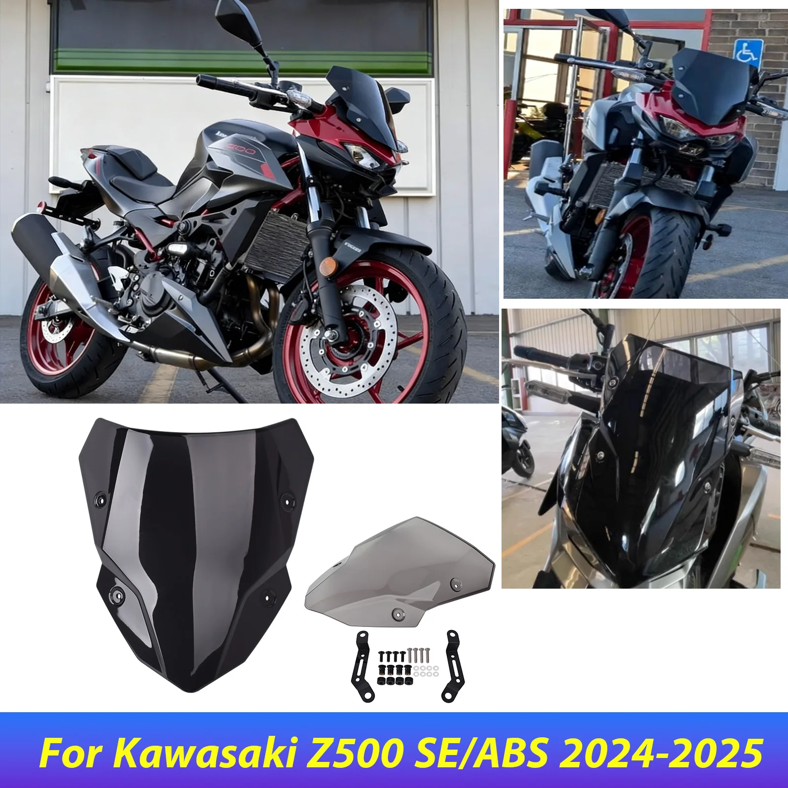

Ветровое стекло для мотоцикла Kawasaki Z500SE Z500 ABS 2024 2025, ветрозащитный экран, аксессуары для защиты от ветра