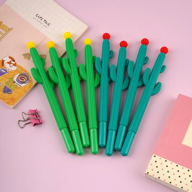 Korean Style Cute Cartoon Silicone Pen Three-arm Cactus Gel Pen Creative Stationery Cactus Shaped Signature Pen