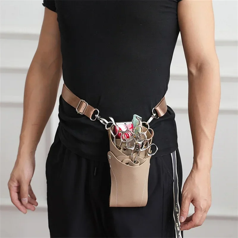 

1PC 3 Colors PU Leather Hairdressing Scissors Holster Pouch With Clips Comb Pet Hair Scissor Bag Waist Belt Bag For Salon Barber