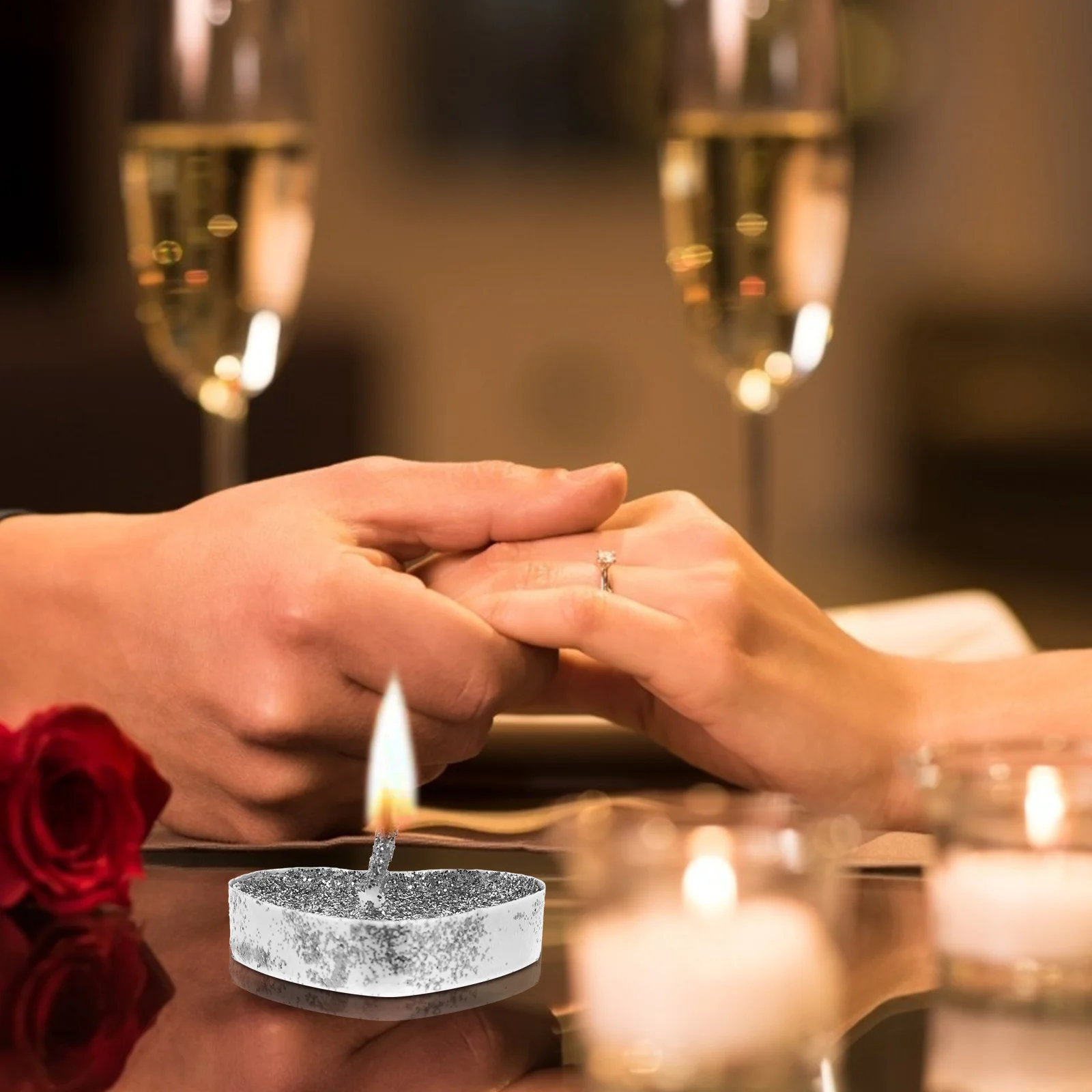 30 قطعة من شموع Tealight على شكل قلب شموع صغيرة ممتازة لديكور المنزل والحفلات وأجواء مسائية رومانسية غير سامة #5