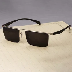 Vazrobe Oversized Brand Sunglasses Men Natural Minerals Stones Brown Sun Glasses for Male Semi Rimless Big Frame Eyebrow