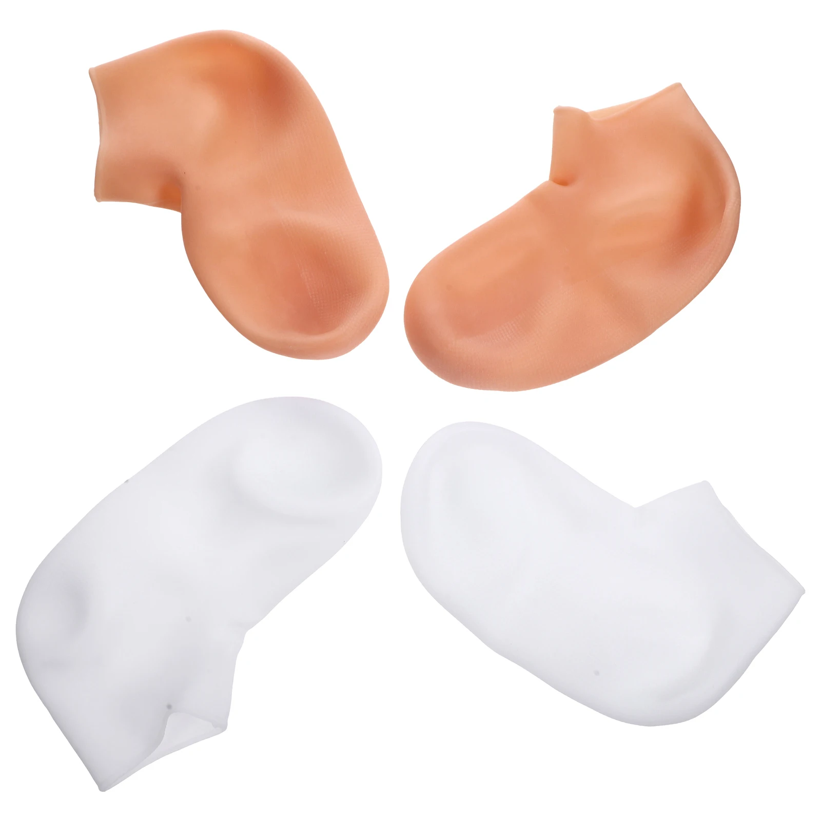 

4pcs Exfoliating Socks White Beige XL Moisturizing Foot Socks Dry Cracked Heels Overnight Spa Lotion Women Foot Care Tools