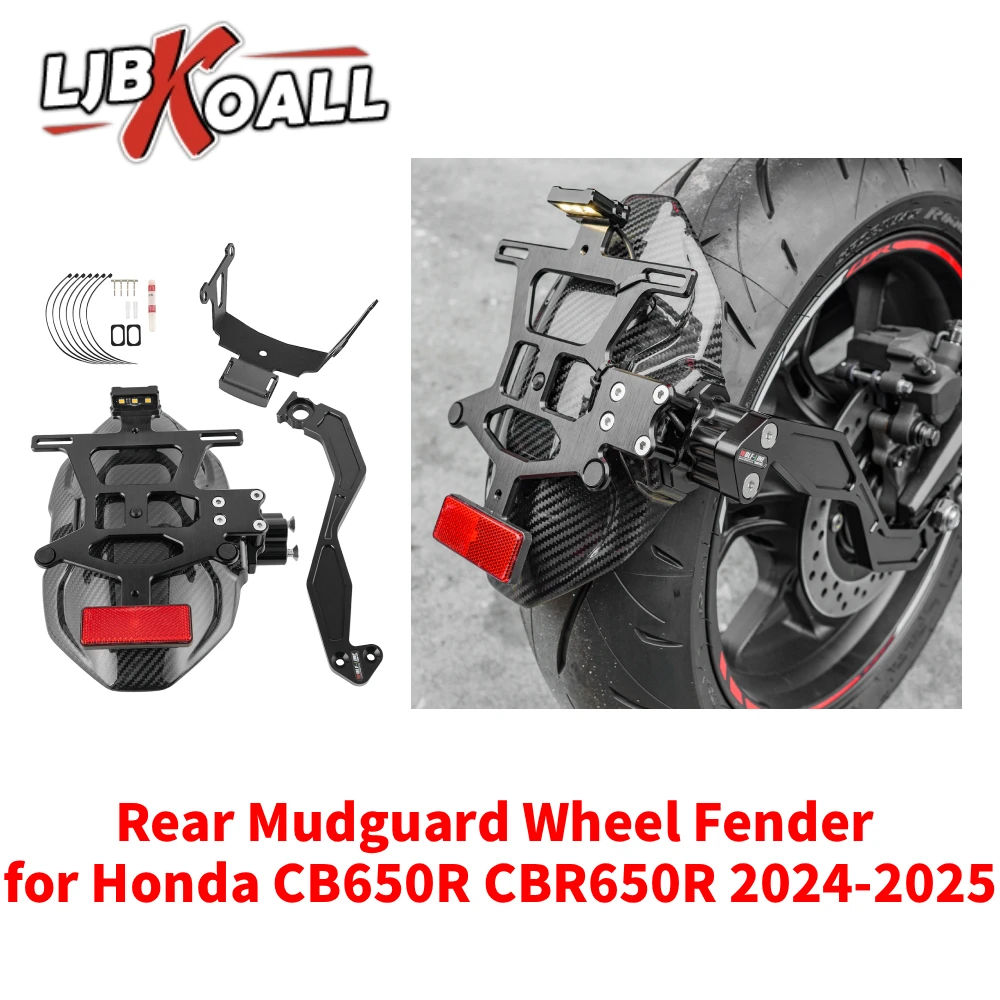 

Rear Mudguard Wheel Fender for Honda CB650R CBR650R 2024-2025 Splash Guard+license Plate Frame Guard Mud Cover Hugger Mudflap
