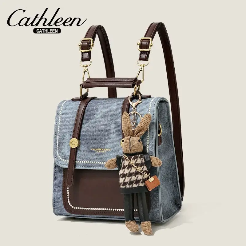 Sac à bandoulière en Denim a trois volets para mujer, petit sac à dos de viaje, nouveau sac de court élégant 2025