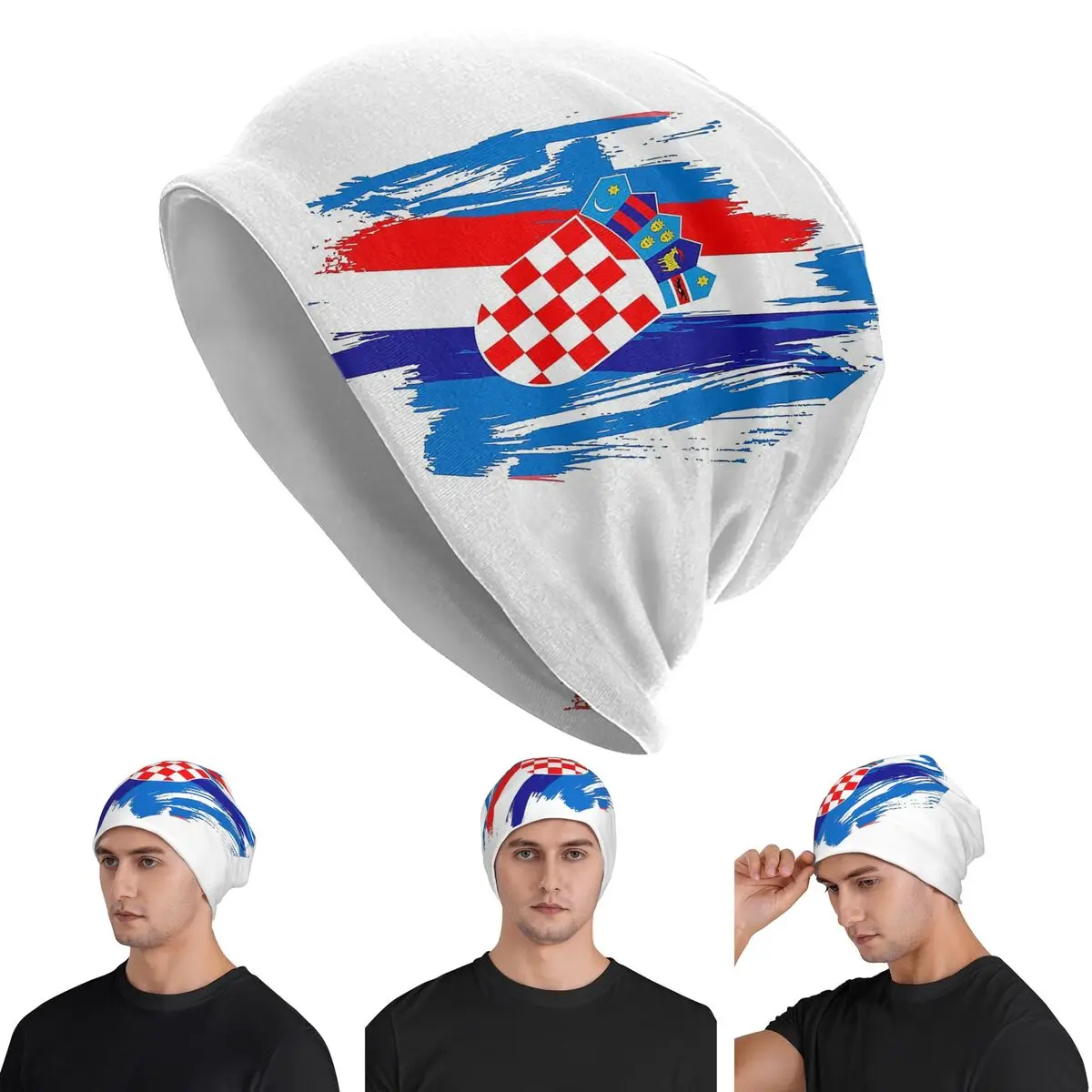 

Croatia Football Flag Skullies Beanies Hats Warm Autumn Winter Outdoor Cap Knitted Bonnet Caps for Unisex Adult