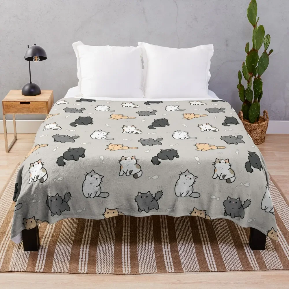 

Kittens and fish pattern Throw Blanket christmas gifts bed plaid halloween Blankets