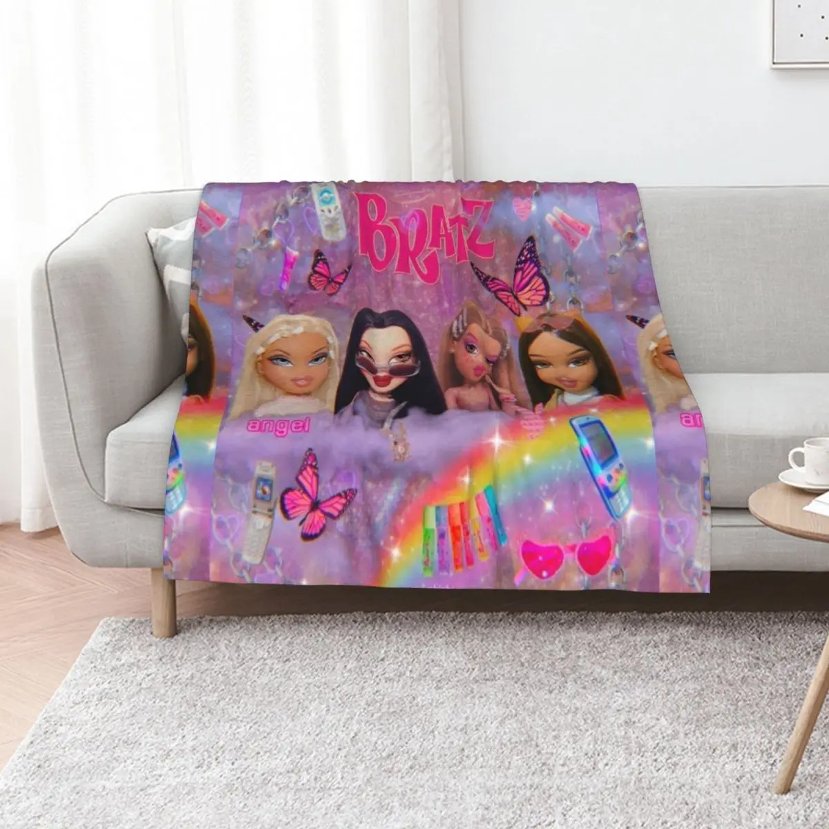 

y2k Bratz Collage Throw Blanket Winter beds for winter Travel Decorative Sofa Blankets
