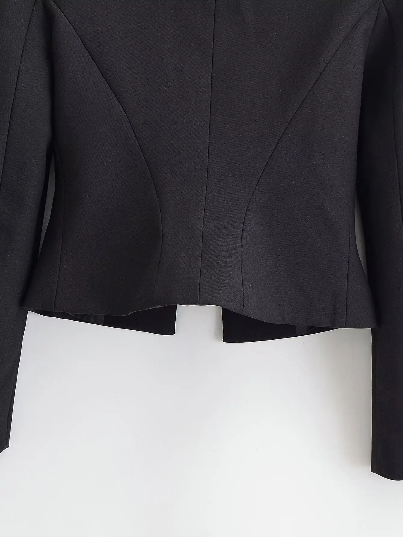 HH Damen Vintage Napoleon-Jacke Stehkragen Doppelreihig Schmal Geschnitten Schwarze Kurze Oberbekleidung Herbst Formelle Bürokleidung – Detail 11
