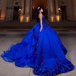 Royal Blue Ball Gown Quinceanera Dresses 2024 Sequin Lace Appliques XV Cinderella Princess Sweet 16 Vestido De 15 Quinceañeras