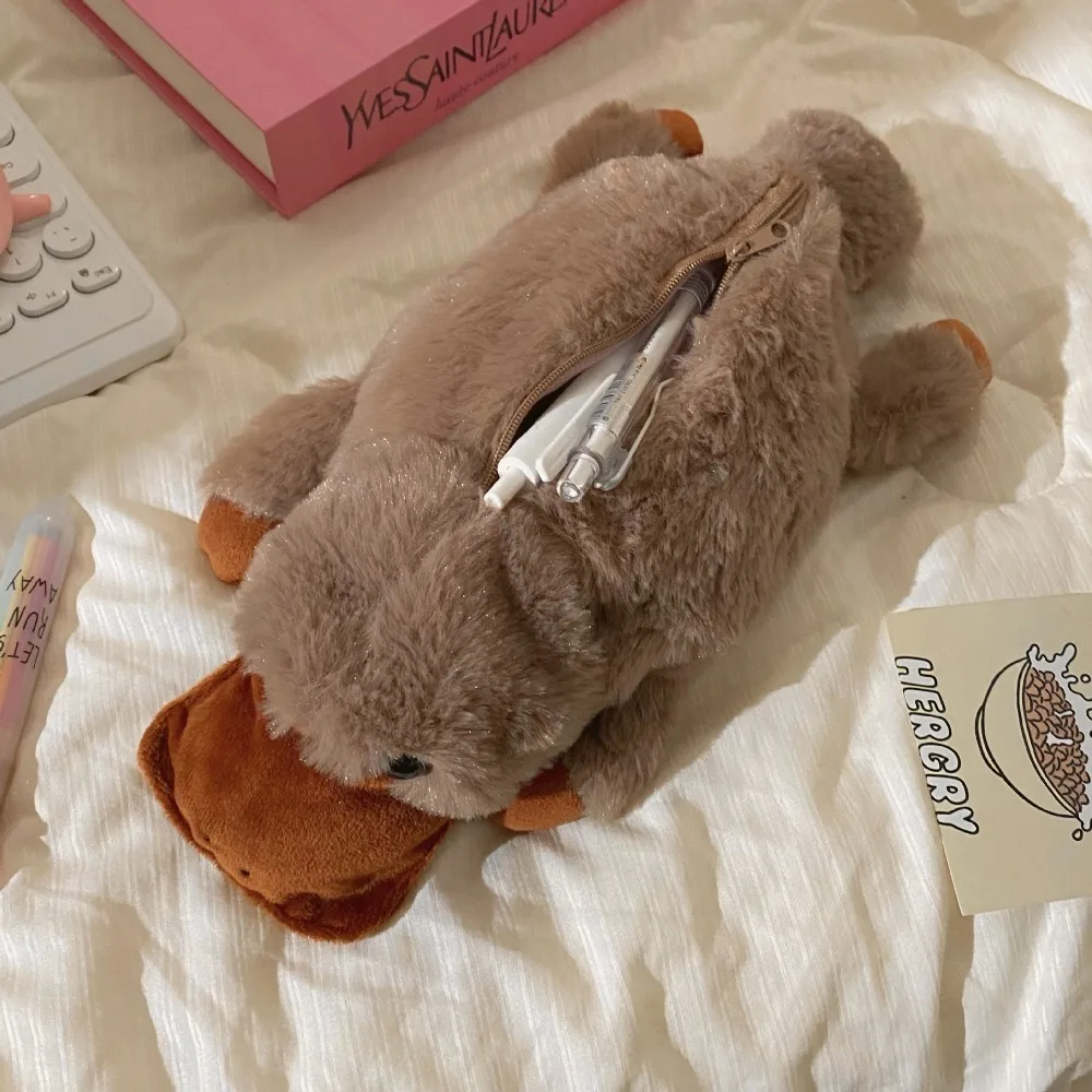 Plush Pen Bag Soft Cute Cartoon Decompression Ins Students Learning Stationery Organizer School Supplies Multi Functional Pouch