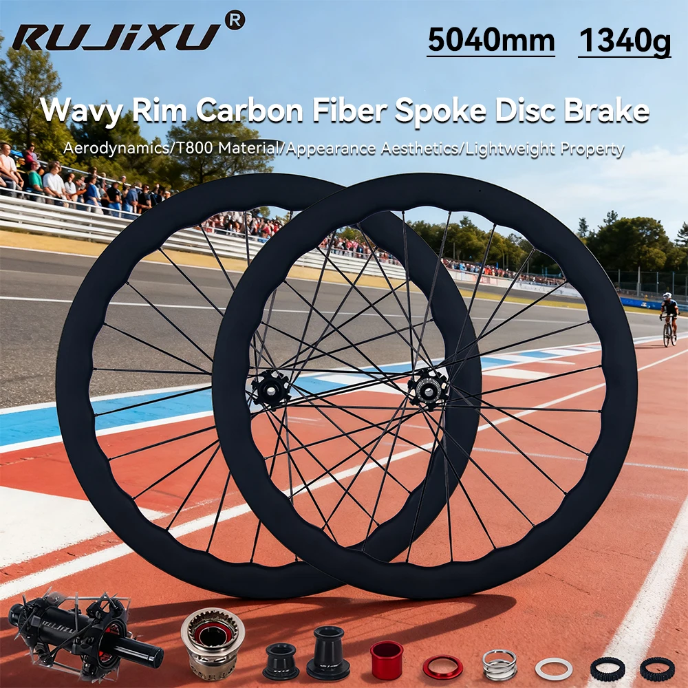 

700c 5045mm 24H Carbon Spoke Wheelset Wave circle Ratchet System 36T Hub 20H Road Bike Carbon Wheels Aeromechanics Wheel