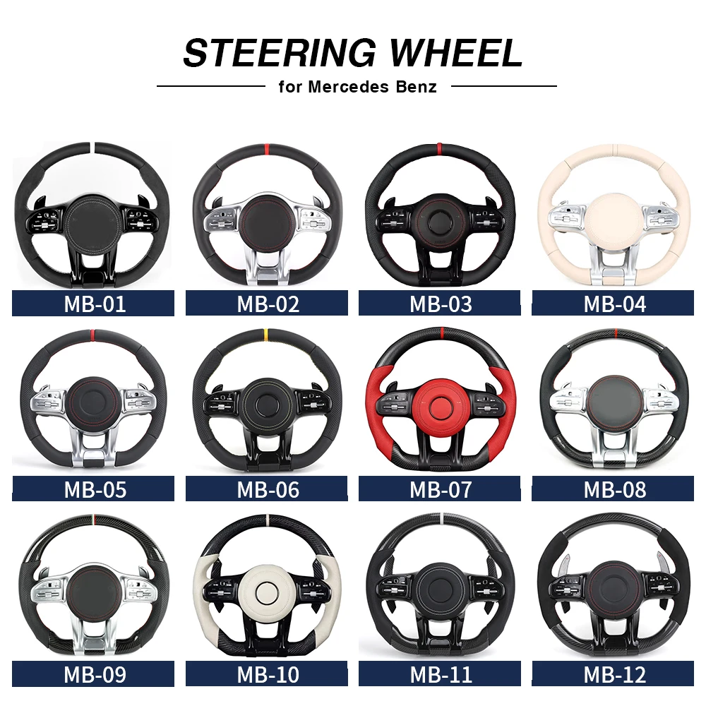 2025 Volant Lenkrad Half Leather Carbon Fiber Steering Wheel for Mercedes Benz W203 W204 W205 W221 W222 C217 C300 C55 AMG