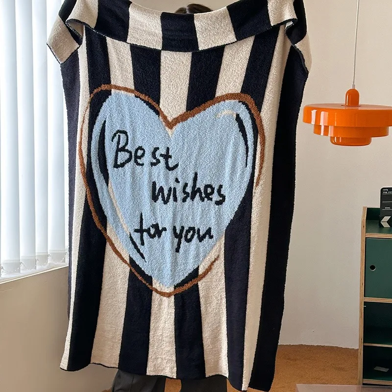 

Firmranch Household Cute Knitted Fleece Blanket Warm And Soft For Spring Autumn Winter Sofa Office Nap Air Conditioning Blanket