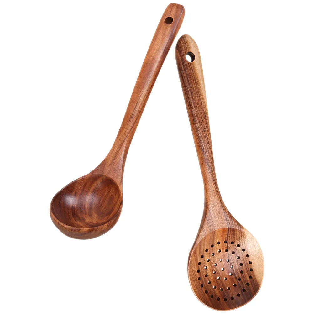 

2Pcs Acacia Spoon Reusable Serving Spoons Set Slotted Serving Spoons Kitchen Utensils Reusable Ergonomic Home Hotel Restaurant