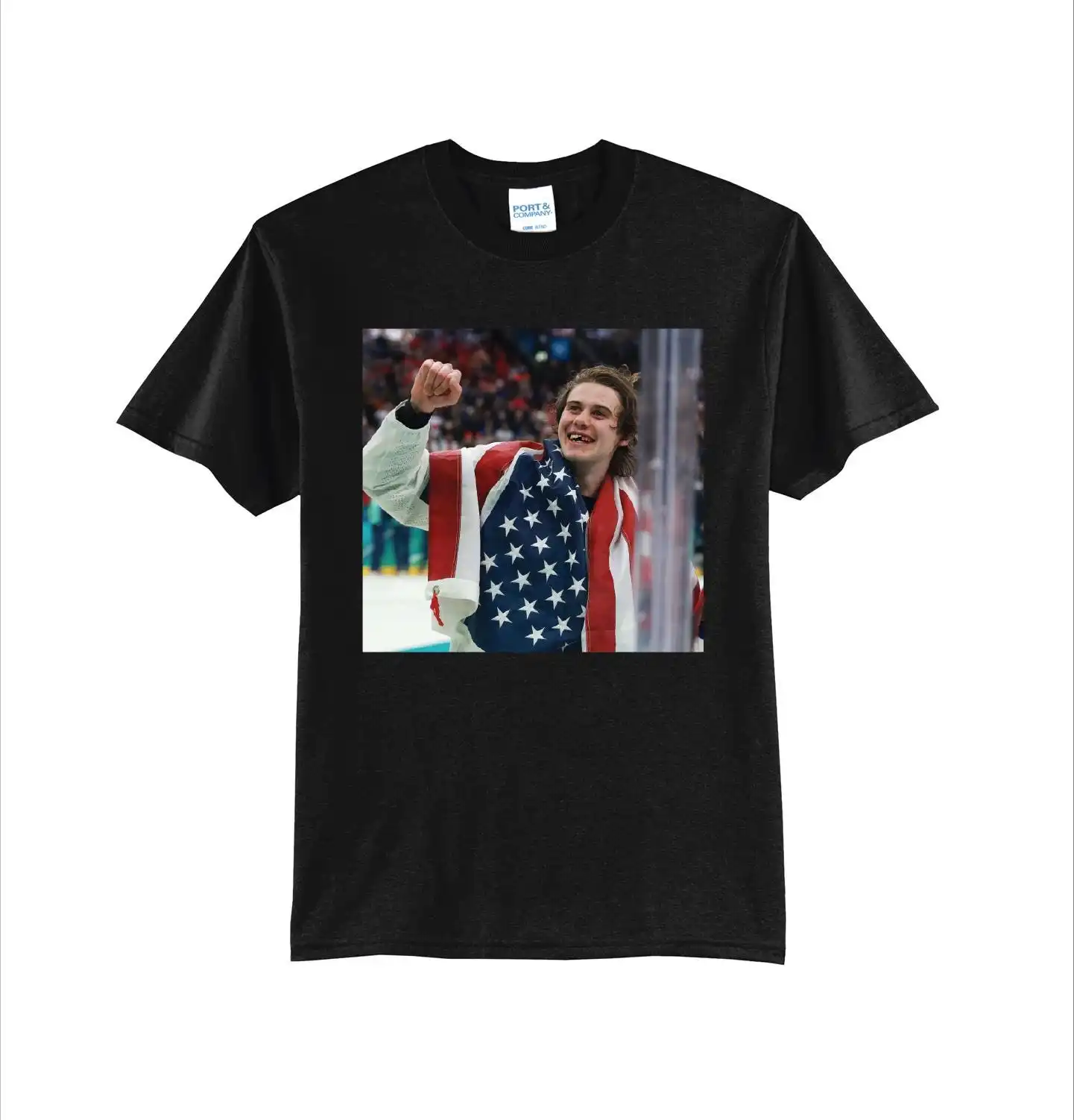 Jack Hughes USA Hockey Shirt - Jack Hughes Missing Teeth USA Hockey Photo