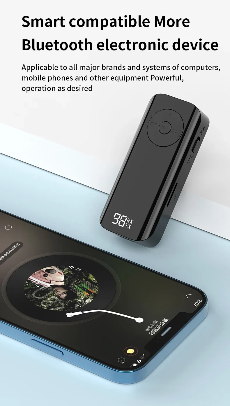 Auto Bluetooth 5,3 Audio Sender Empfänger 3,5mm Buchse mit drahtlosem PC Kopfhörer Stereo Wireless Adapter für TV-Flugzeuge verkabelt – Detail 16