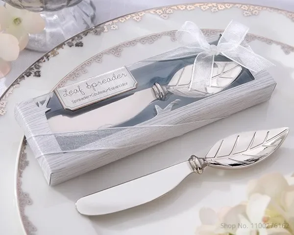 10pcs/lot Chrome Leaf Butter Knife Spreader Valentine's Day Gift Christmas Wedding Favors