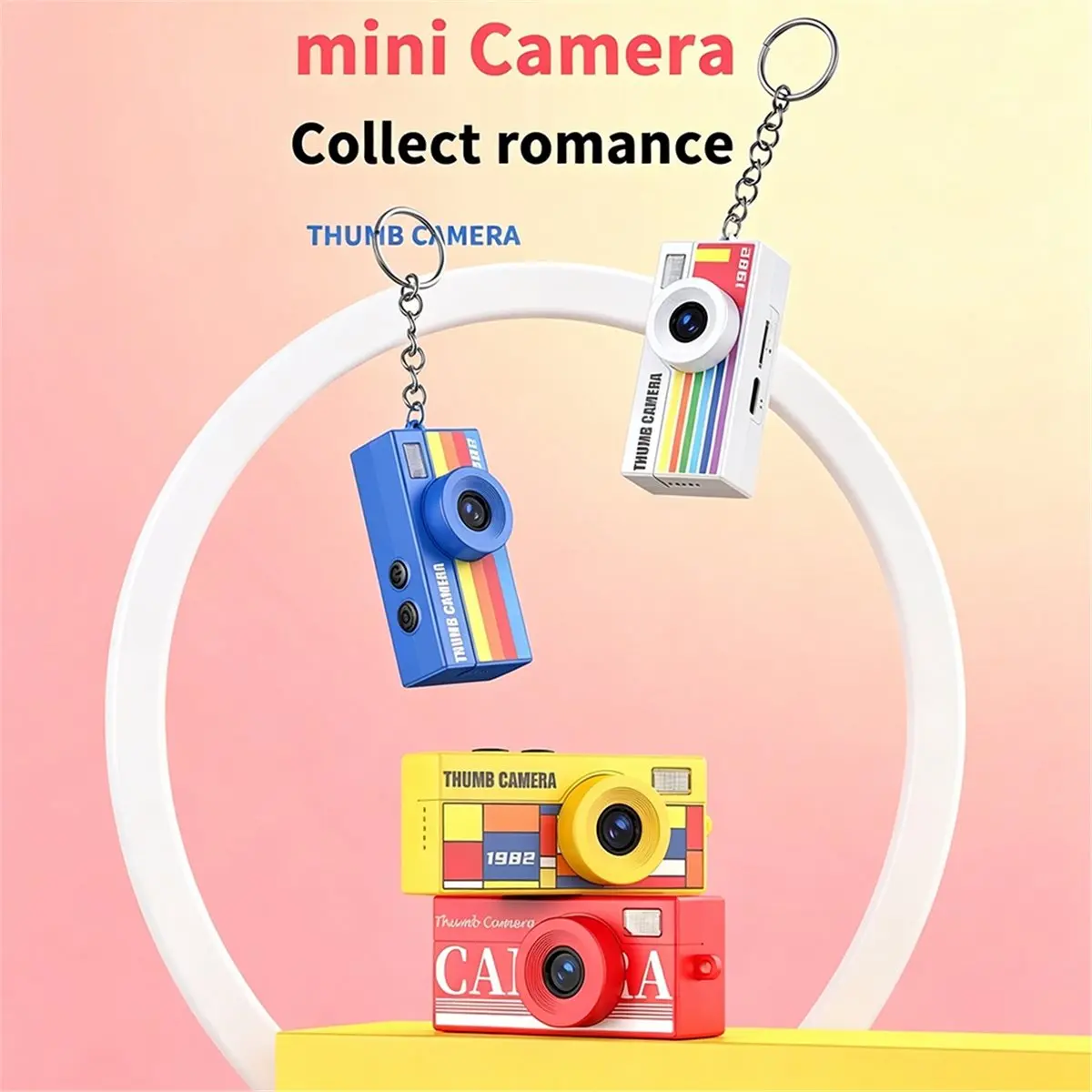 Retro Keychain Thumb Camera 1080P HD Camcorder Auto Focus Portable Pocket Video Recorder Camera Red