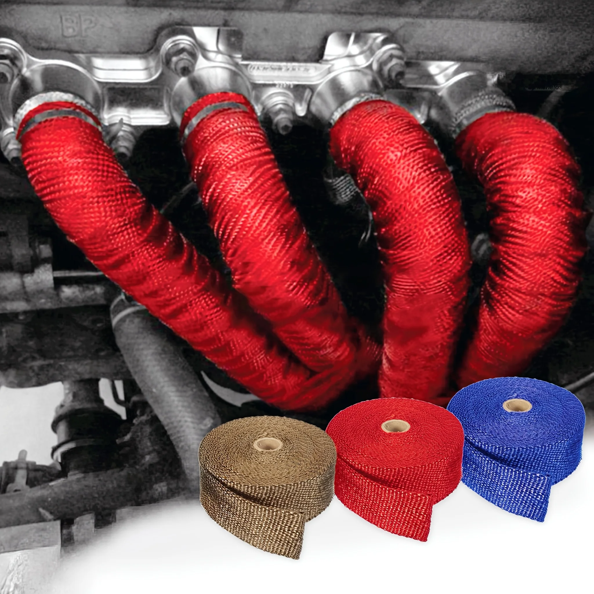 5m X 5cm High Temp Fiberglass Exhaust Heat Wrap Insulation Tape for Car & Motorcycle Exhaust Pipe