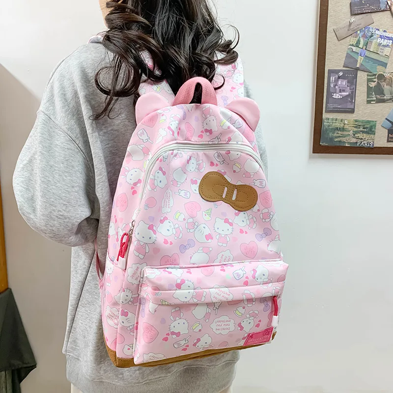 Sanrio-mochila escolar estilo Ins para estudiantes, de gran capacidad de Hello Kitty bonita mochila, nueva