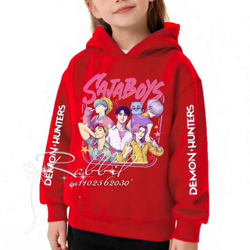 2025 Kpop الشيطان هنتر ساجا الفتيان والأطفال هوديس Harajuku الفتيان والفتيات هوديس موضة الشارع الوالدين والطفل هوديس