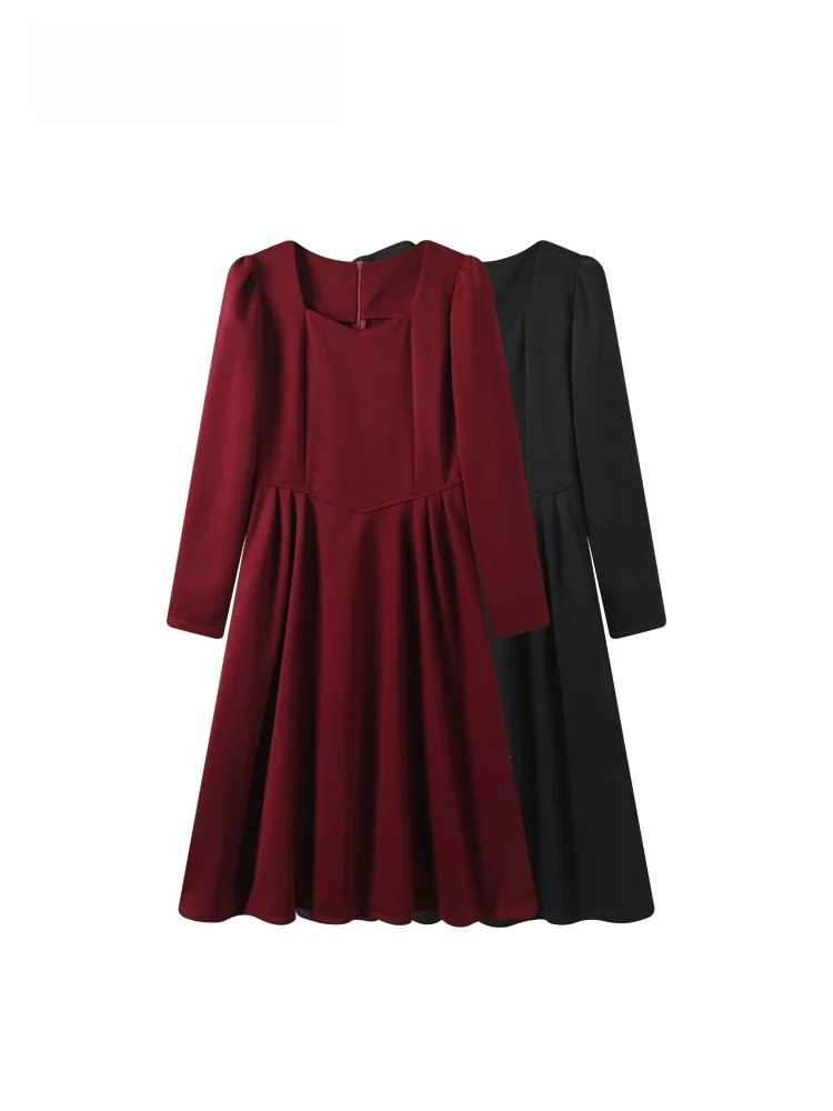 

CaraCLUB plus Size Long Sve Dr Women Autumn Winter New Sle Plump Sister Ele Anti-Aging Slimming Skirt