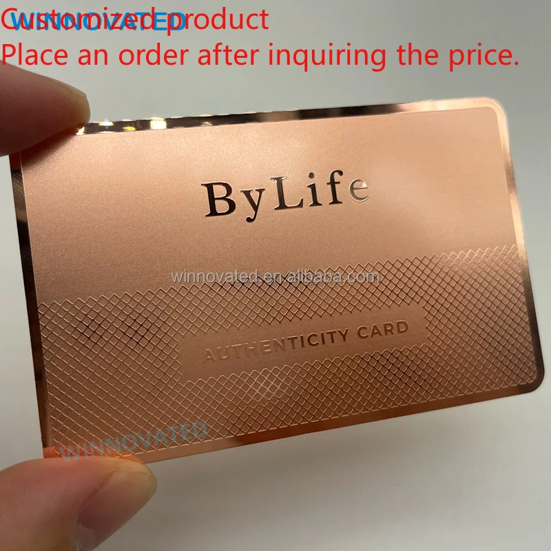 Customized product Luxury Rose Gold Brushed Stainless Steel Metal Business Cards