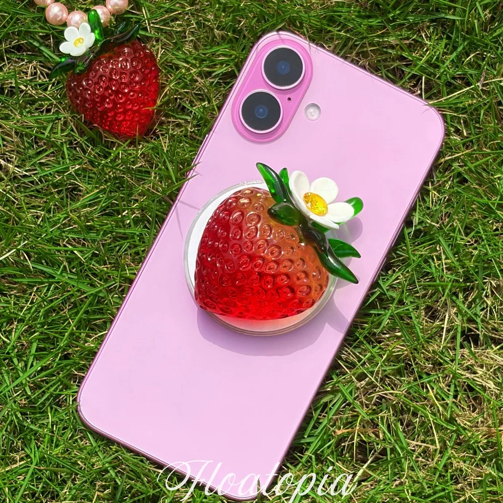

Transparent Strawberry Phone Holder Costom Resin Cute Magnetic Phone Holder Red for Iphone 17/16/15 Universal Phone Decoration