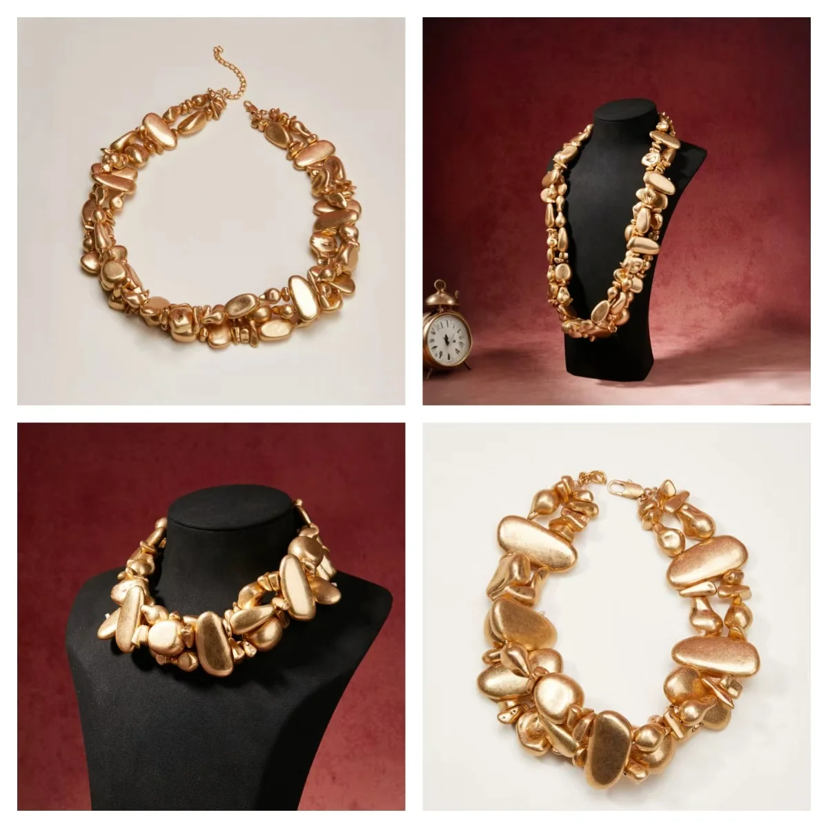 Retro Irregular Gold-Plated Beaded Necklace Eye-Catching Free Shipping Fashion Jewelry for Ladies for Casual Evening Wear