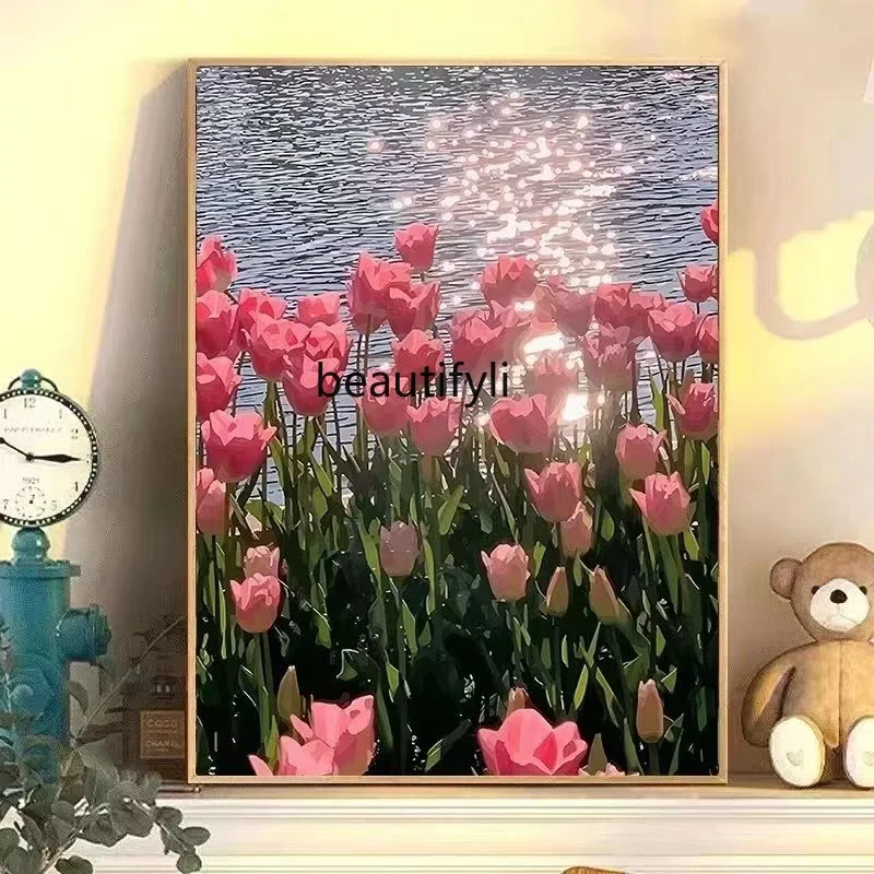 Digital oil painting DIY coloring hand painting hand painting filling landscape digital