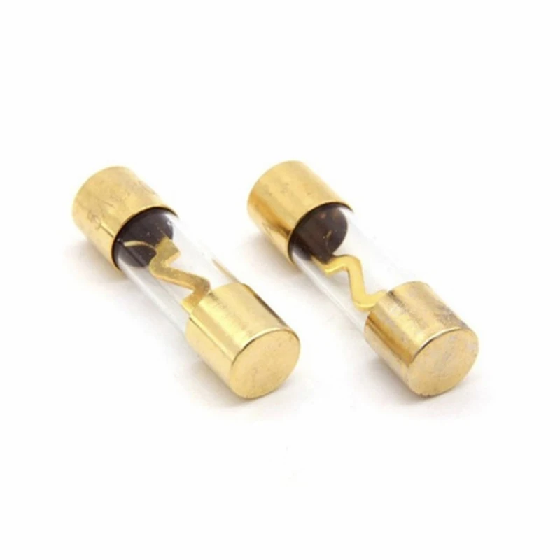 2Pcs Gold Plated Glass AGU Fuse Fuses Pack Car Audio Amp Amplifier 20 / 50 /100 AMP