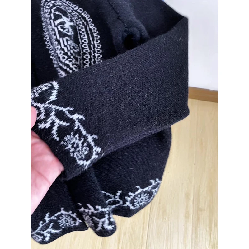 เสื้อสเวตเตอร์ถักไหมพรมทรงหลวม ดีไซน์ปักลายหนา ทรงกลม แขนยาว สำหรับผู้หญิง สไตล์ลำลอง แฟชั่นฤดูใบไม้ร่วง ฤดูหนาว ติดกระดุมเม็ดเดียว