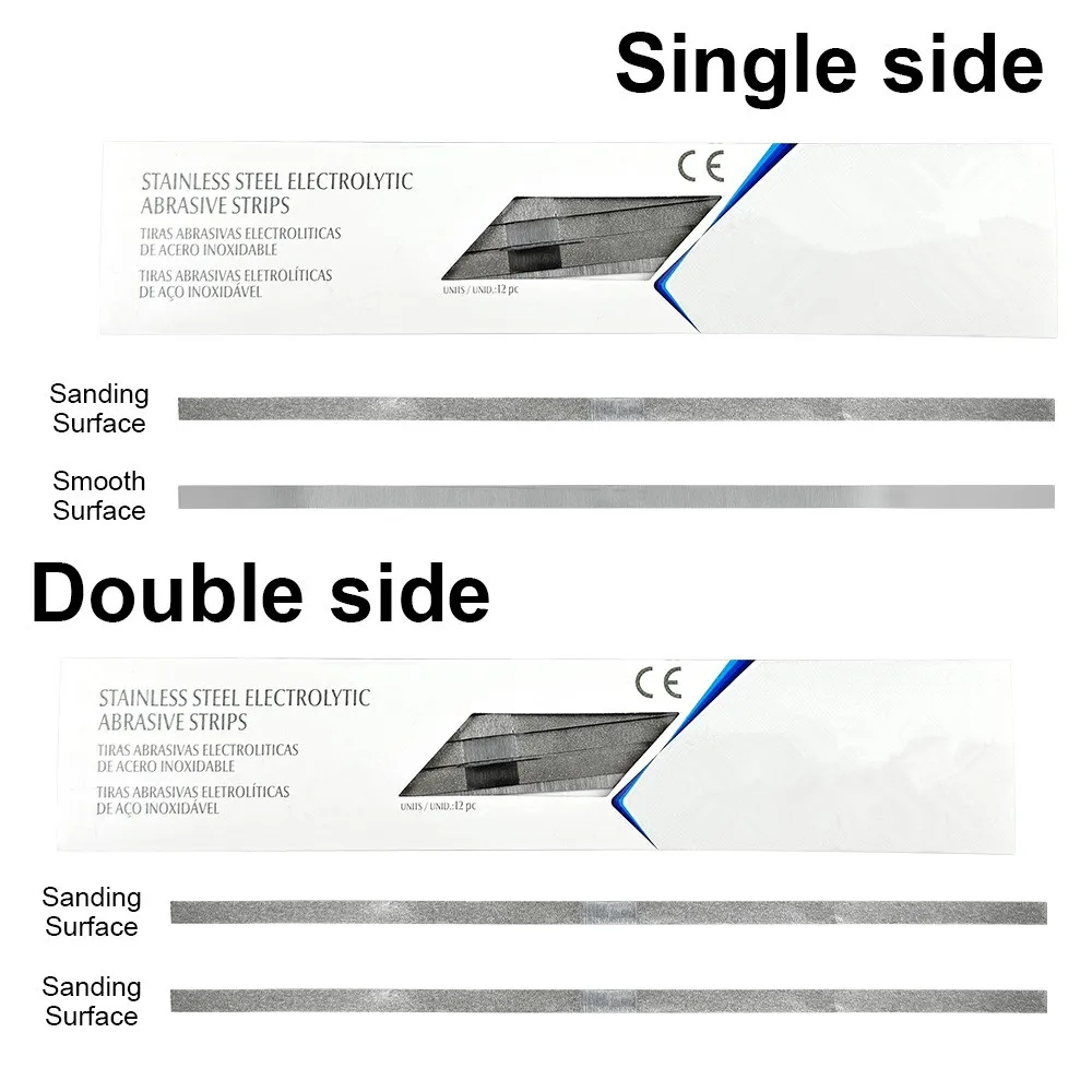 12pcs/set Dental Polishing Strips 4mm Alumina Plated Sanding Surface Abrasive Saw Stick Single Double Side Dentist Lab Materials