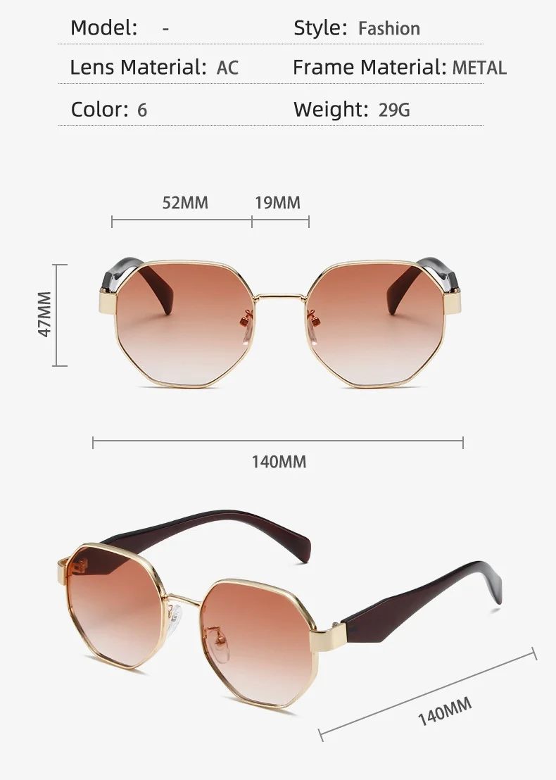 2025 New Retro Sunglasses Women Fashion Polygonal Metal Frame Sunglasses Men Luxury Brand Designer Decorative Sun Glasses Uv400