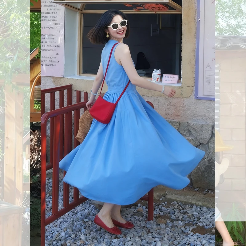 Vestidos sem mangas vestido feminino formatura verão linho leve o pescoço cinta de espaguete queimado ombre multi-cor em camadas picante