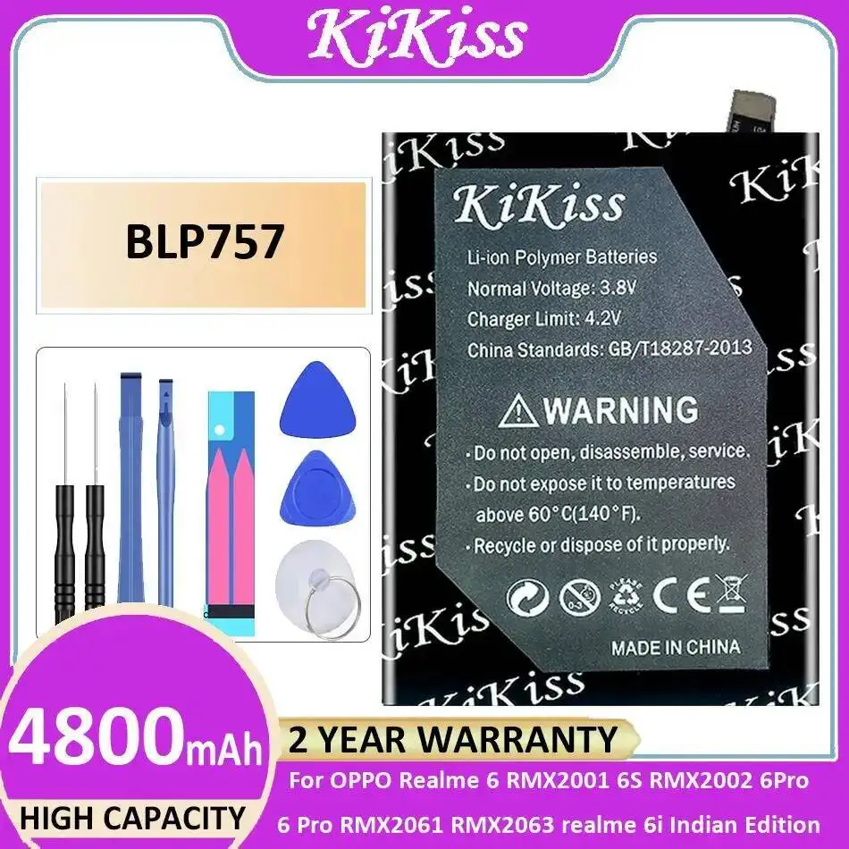 

Mobile Phone Battery BLP757 4800Mah For Oppo Realme 6 RMX2001 6S RMX2002 6Pro Pro RMX2061 RMX2063 6I Indian Edition