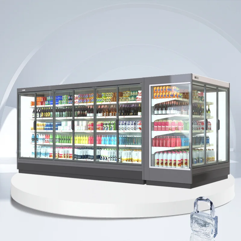 Supermarket vertical split air curtain integrated machine display cabinet air-cooled fresh-keeping cabinet commercial