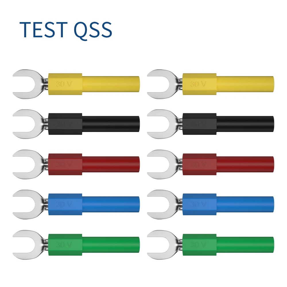 QSS 10PCS 6MM Insulated Fork Spade U-Type Wire Connector Electrical Crimp Terminal Y Spade Plug Copper Banana Socket 4MM Q.20016