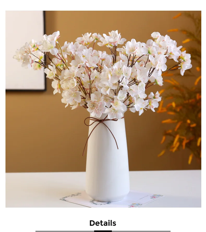 41 cm künstliche Kirschblüten-Blume, Seiden-Pfirsich-Blumen, künstliche Pflanzen, Arrangement für DIY, Garten, Zuhause, Hochzeit, Party, Dekoration, Rosa – Detail 6