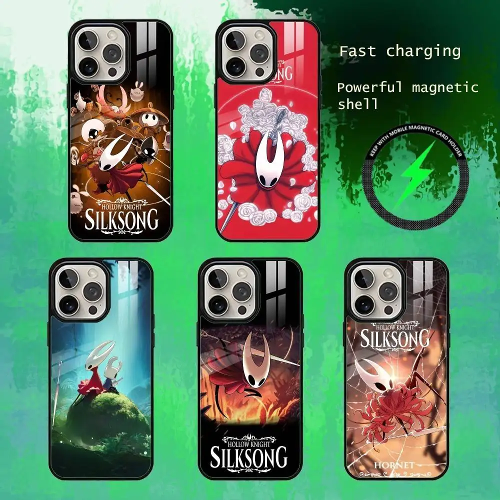 

H-Hollow K-Knight S-Silksong Phone Case For iPhone17,16,15,14,13 Plus,Pro Max Magnetic For Magsafe Wireless Charging