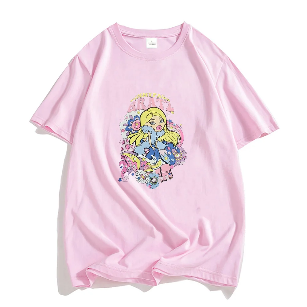 Bratz Tshirts 100% Pure Cotton T-shirt Cartoon Movie Tees Unisex Fashion Anime Clothes Graphic T Shirts Summer Oversized Shirt