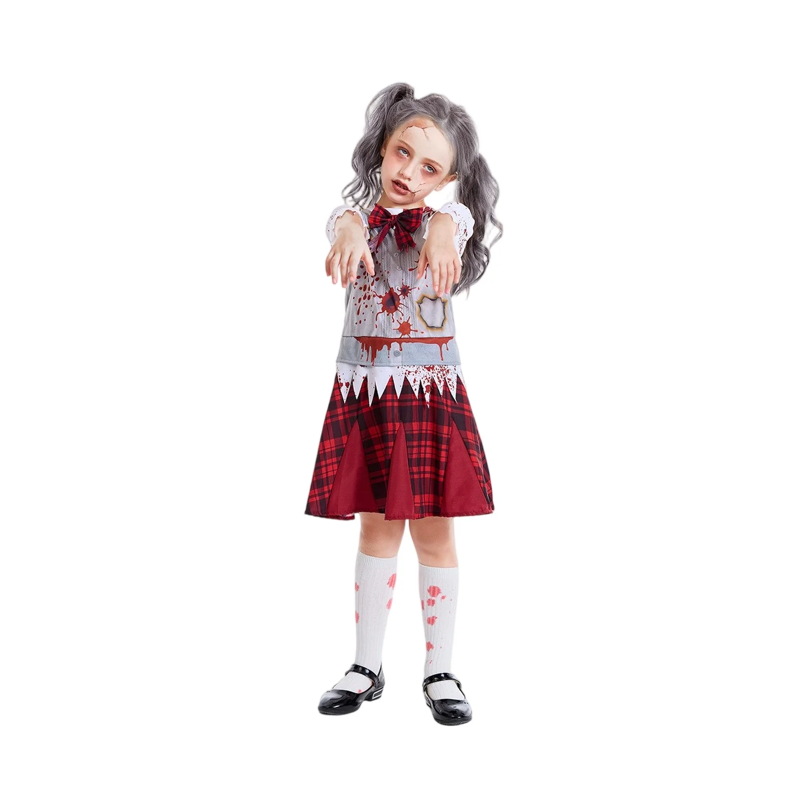 

Halloween Girls Maid Dress Horror Bloody Zombie Costume Children Teens Carnival Masquerade Stage Performance Outfit