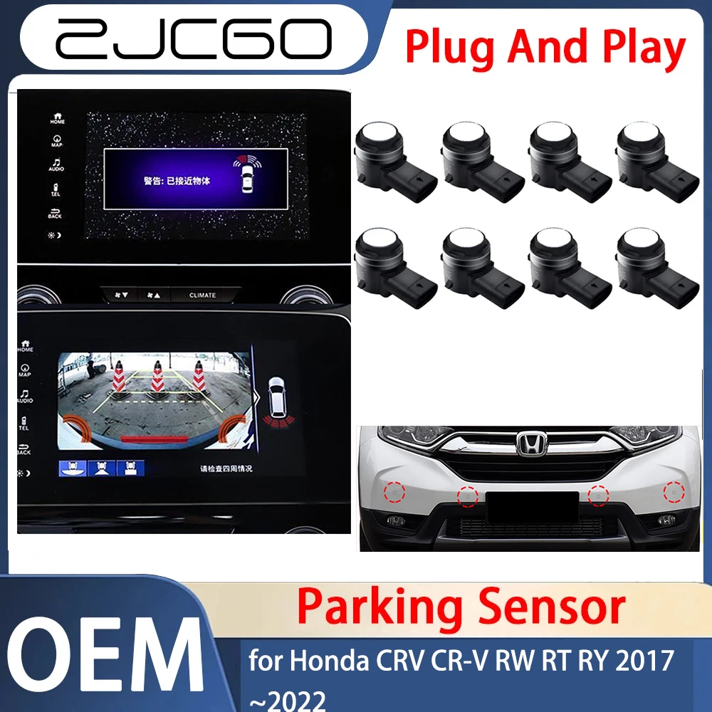 ZJCGO for Honda CRV CR-V RW RT RY 2017~2022 Car Parking Sensor 8 Sensors Buzzer Reverse Backup Radar Sound Alert System