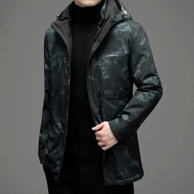 

Верхняя одежда, толстый пуховик с капюшоном, допамин, мужской легкий роскошный верх, элитный камуфляжный пуховик, модное теплое пальто