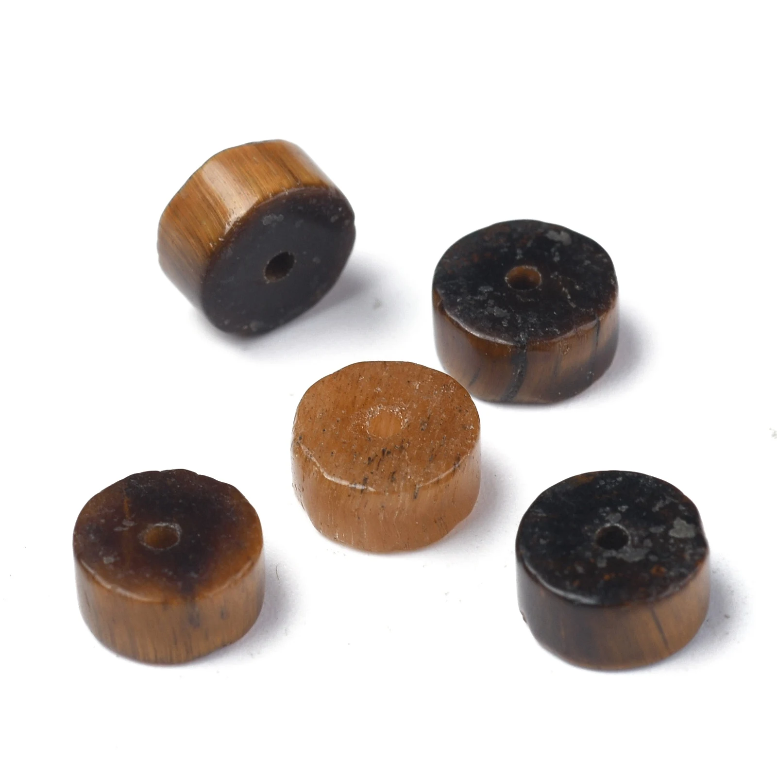 6mm Natural Yellow Tiger Eye Stone Flat Round Heishi Loose Beads for Bracelet DIY Jewelry Making about 119~131pcs/strand
