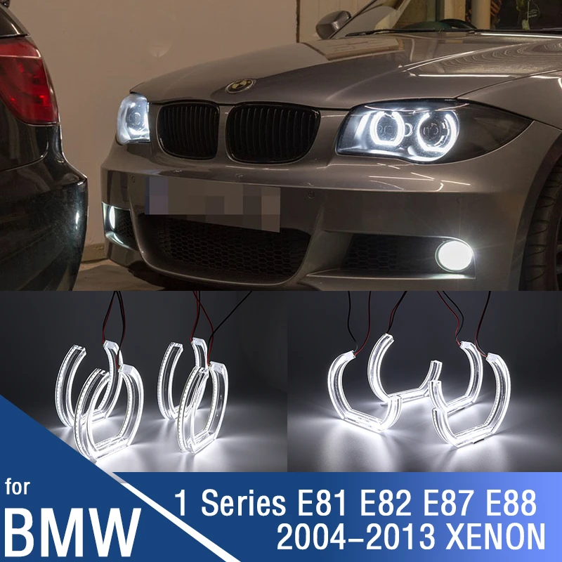 for BMW 1 Series E81 E82 E87 E88 XENON Light Retrofit DTM M4 Style LED Crystal Angel Eyes rings Kit