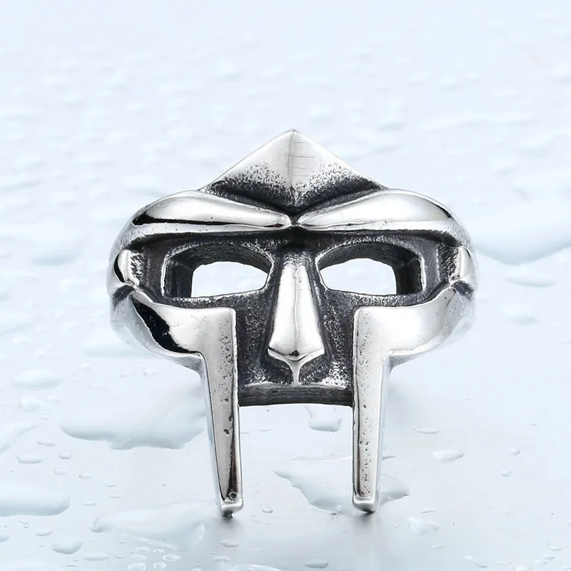 Goth Hip Hop MF DOOM Mask Rings For Men Punk Style Egyptian Pharaoh Male Ring Classic Retro Jewelry Accessories jz365