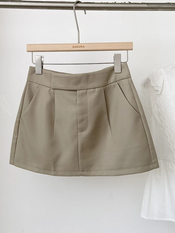High Waist Khaki  Skirt Women's Fashion Slimming Short Skirt Autumn Winter New Style Versatile Spicy Girl Small Size Elegant