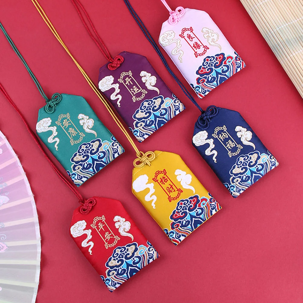 Bolsa de bendición japonesa Omamori, amuleto de la suerte, bolsa de estilo, colgante exquisito y delicado DIY chino, 6 uds.